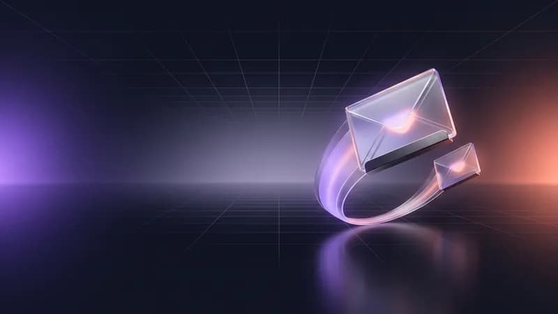 Envelopes de vidro unidos por uma fita de luz em curva.