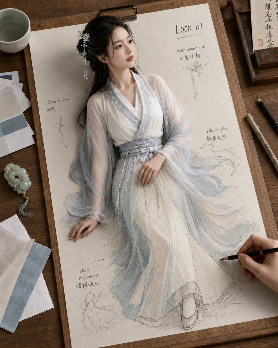 Comic / Storyboard - Ancient Hanfu Sketch Comes Alive