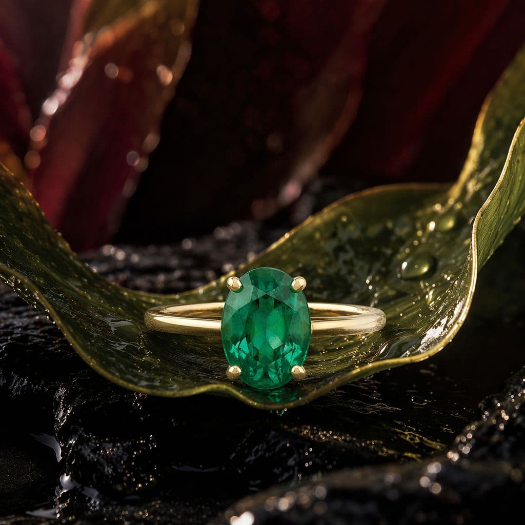Product Marketing - Emerald Ring Botanical Luxury Macro