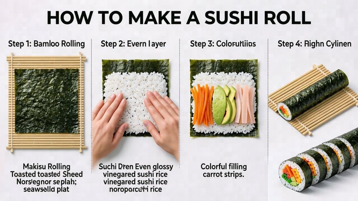 Infographic / Edu Visual - Sushi Roll Instruction Diagram