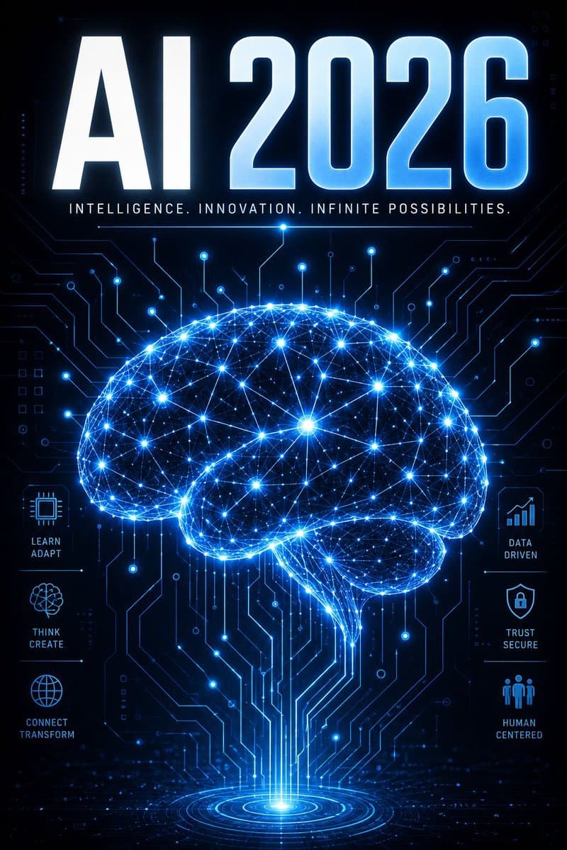 Infographic / Edu Visual - Futuristic AI 2026 Tech Poster