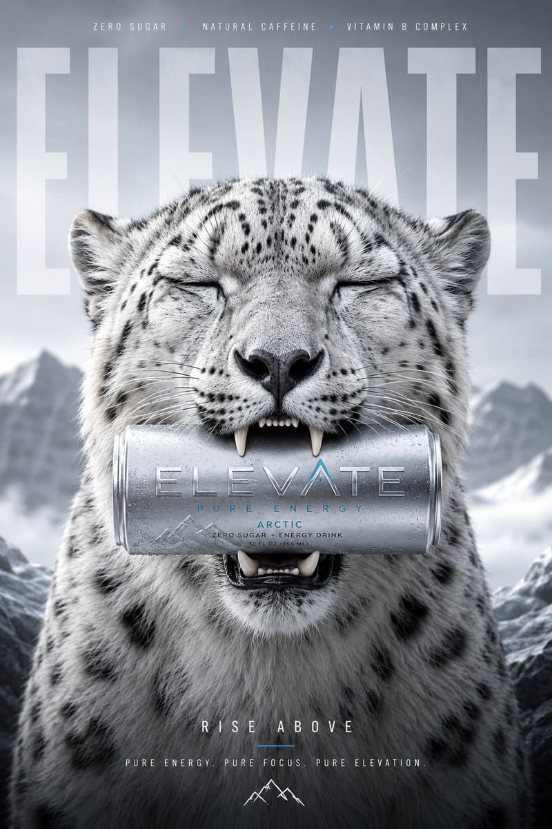 Product Marketing - Luxury Energy Drink Snow Leopard Ad