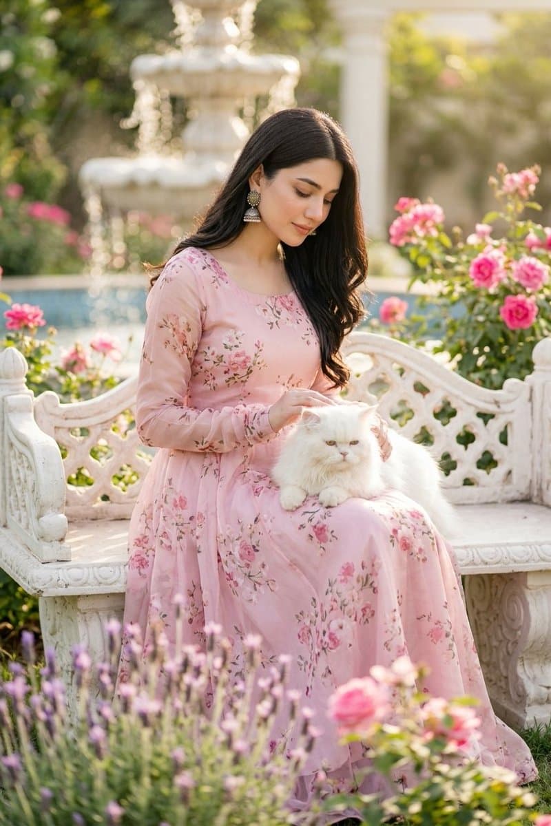 Product Marketing - Romantic Garden Portrait with Cat