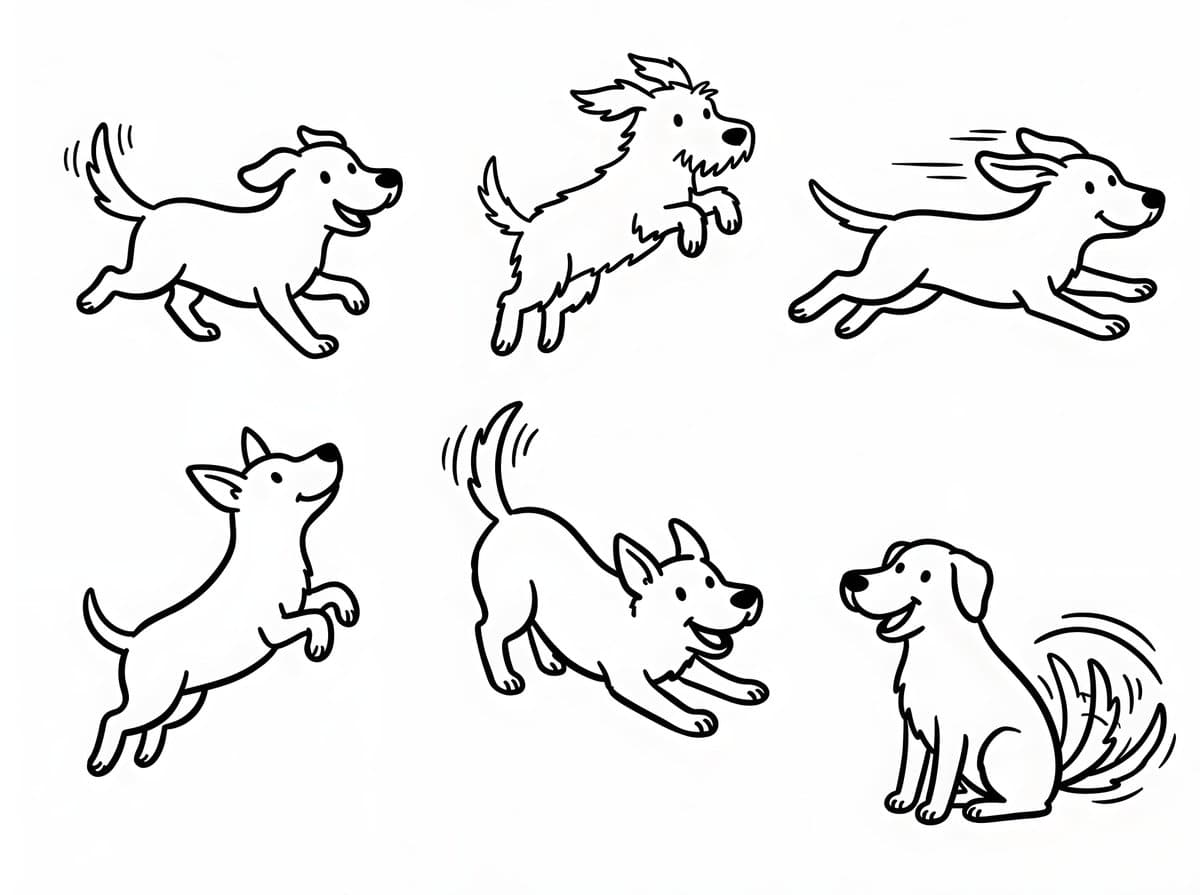 Comic / Storyboard - Minimalist Dog Sketch Clipart