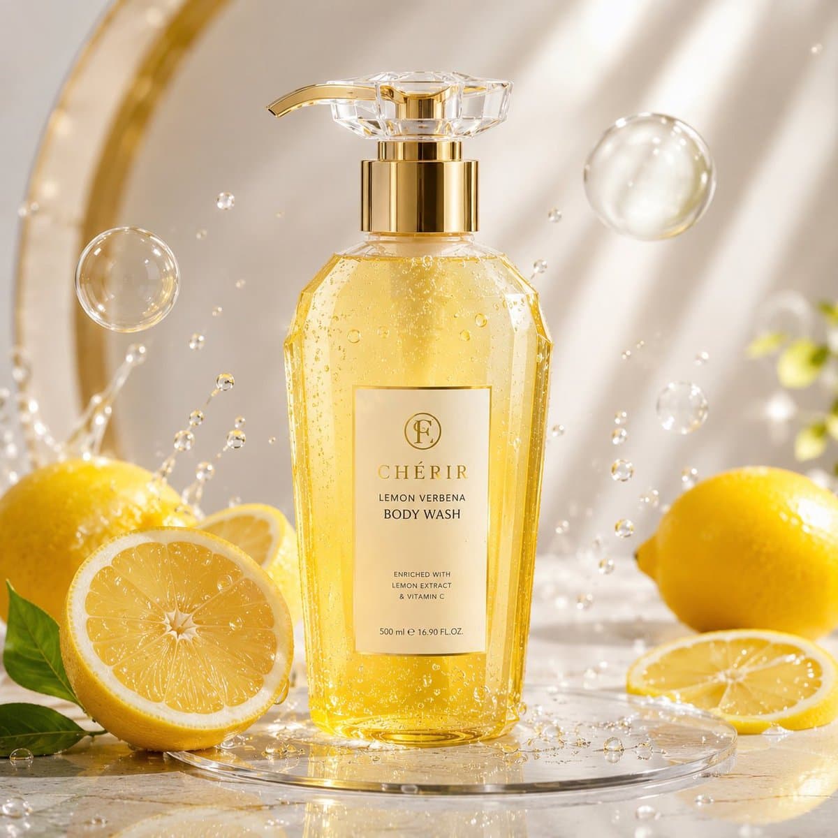 E-commerce Main Image - Luxury Lemon Skincare Product Photography