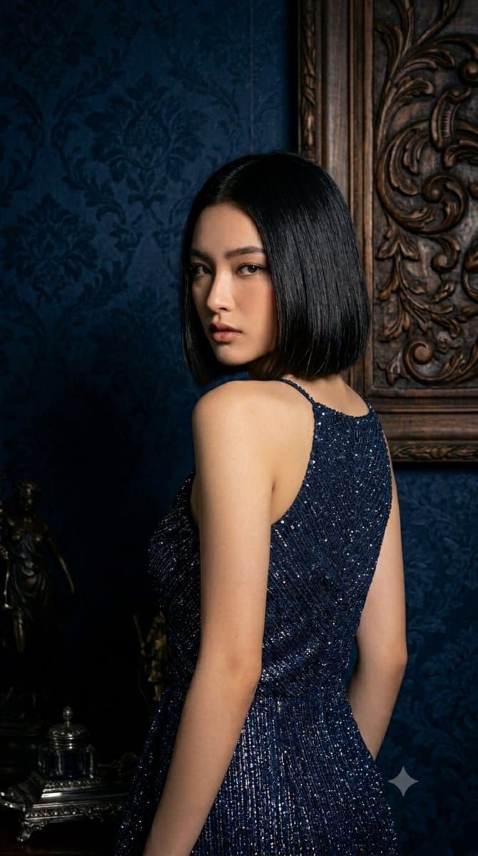 Profile / Avatar - Elegant woman in glittery navy dress