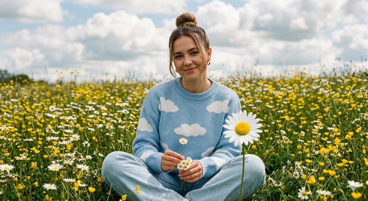 Social Media Post - Dreamy Woman in Wildflower Field