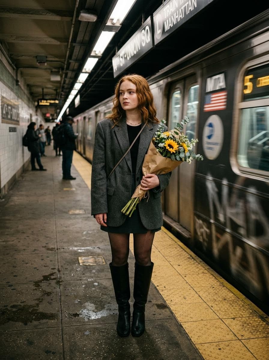 YouTube Thumbnail - Cinematic photo of a woman on a subway platform with motion blur